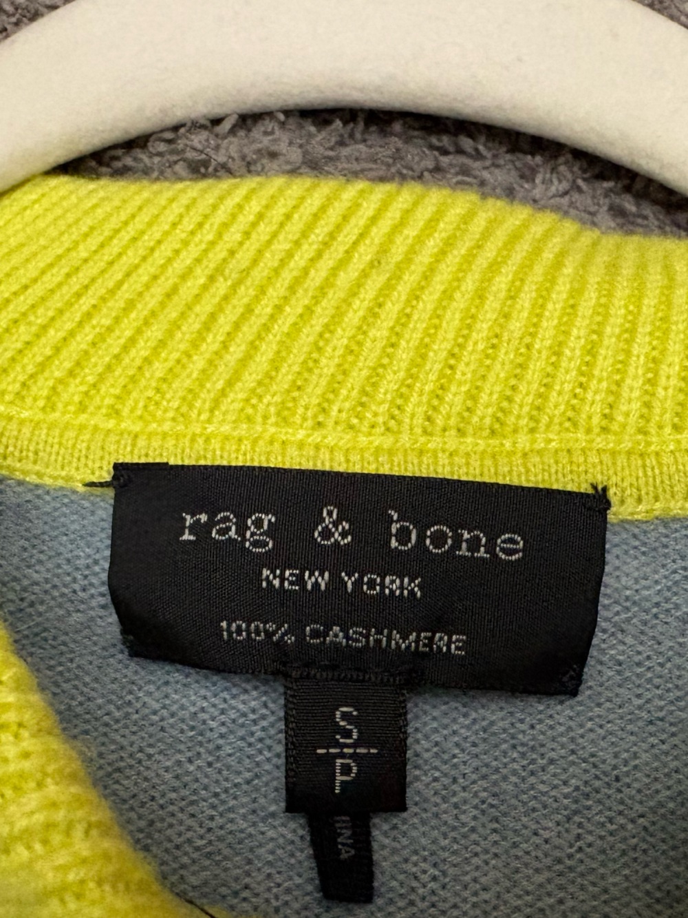 rag & bone Logan 100% Cashmere Ski Crew Sweater Seafoam Blue Small - Picture 5 of 11